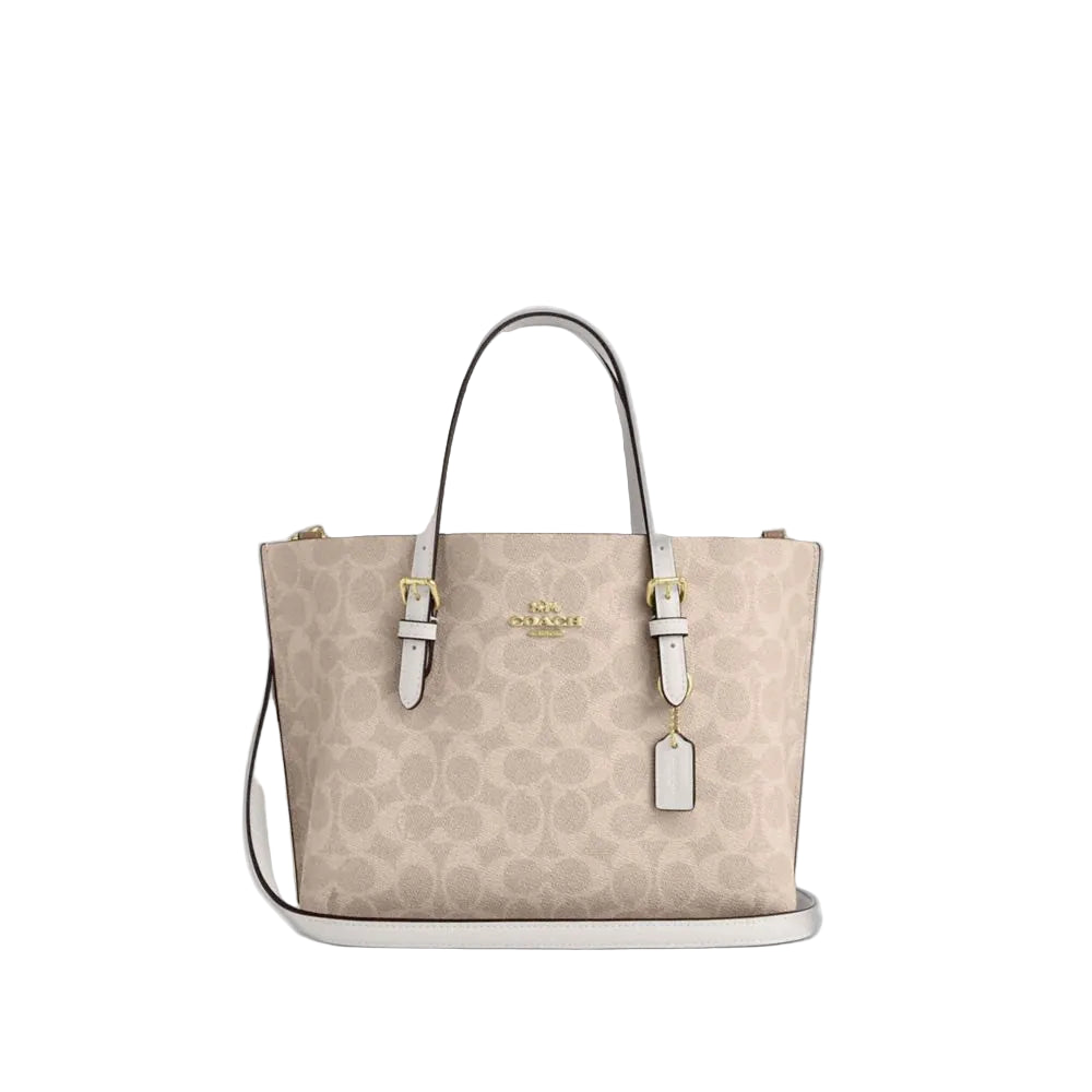 The Mollie Tote Bag 25 In Signature Canvas - Sand/Chalk