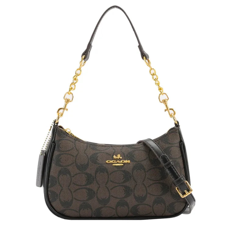 Teri Shoulder Bag In Signature Canvas  - Walnut/Black