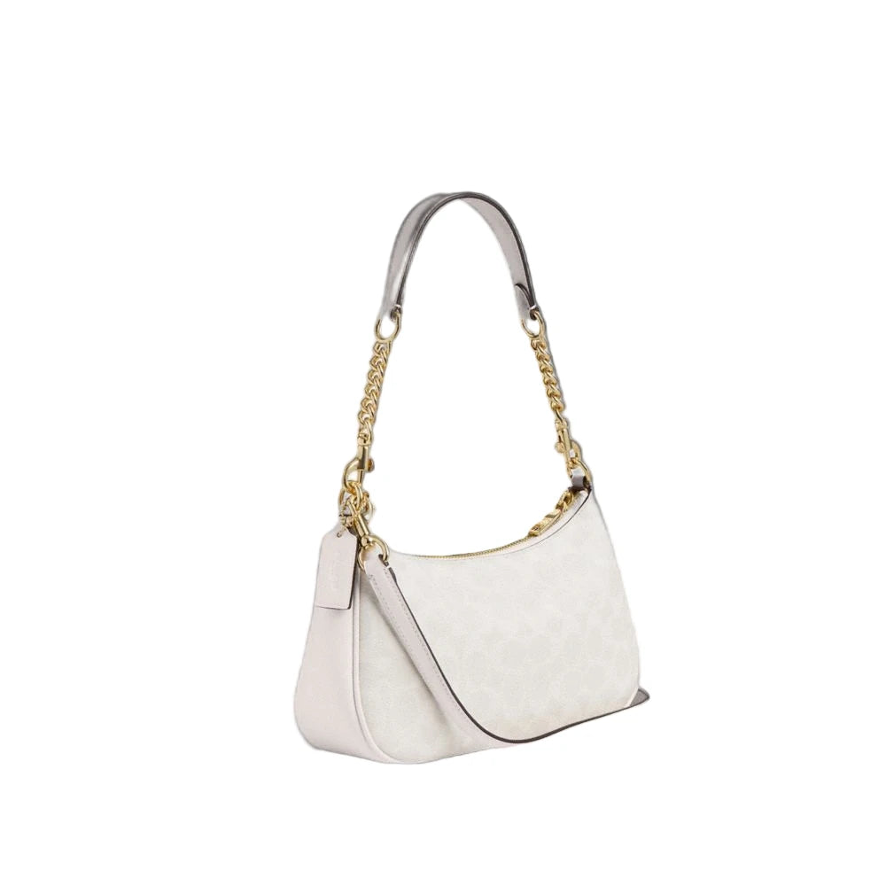 Teri Shoulder Bag In Signature Canvas - Gold/White/Chalk