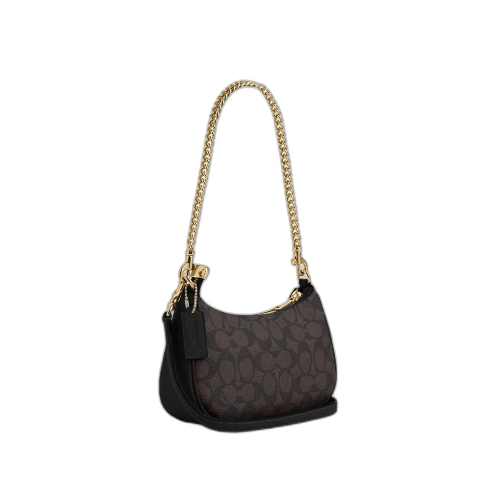 Teri Shoulder Bag In Signature Canvas  - Walnut/Black