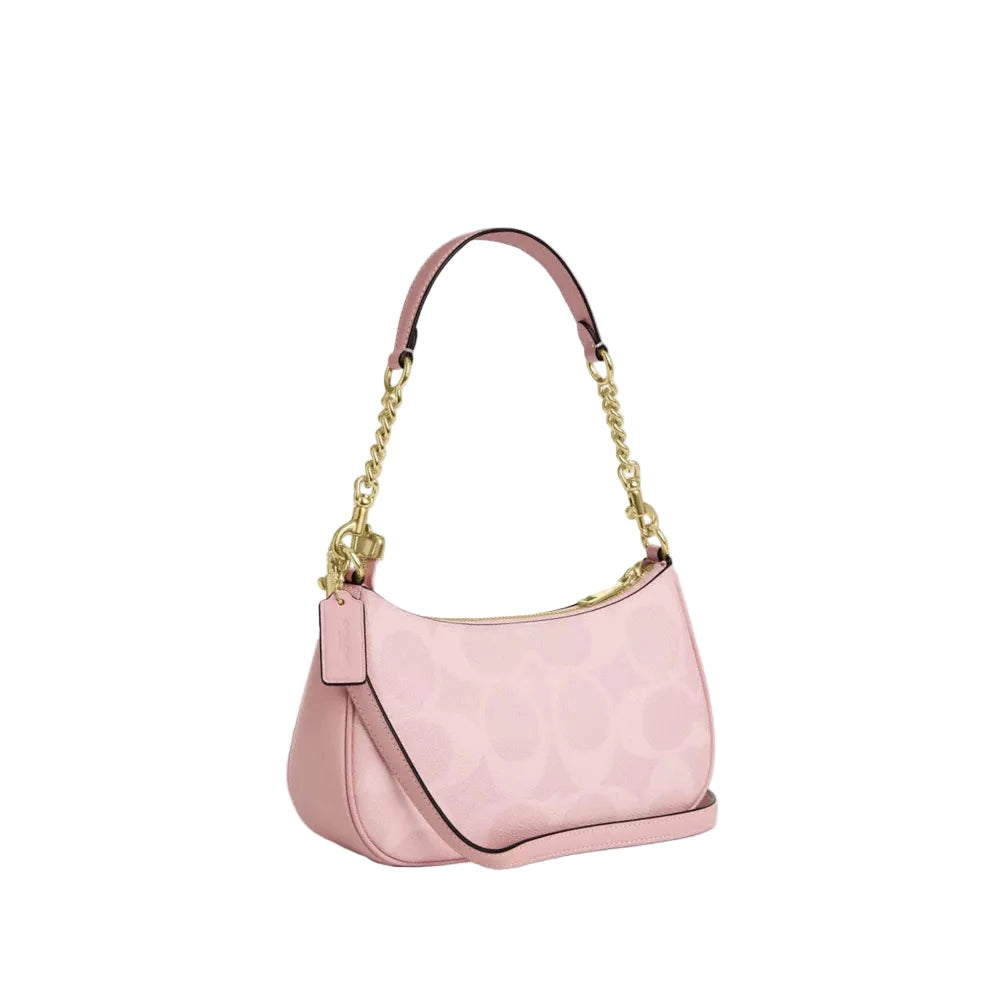 Teri Shoulder Bag In Signature Canvas - Gold/Powder Pink