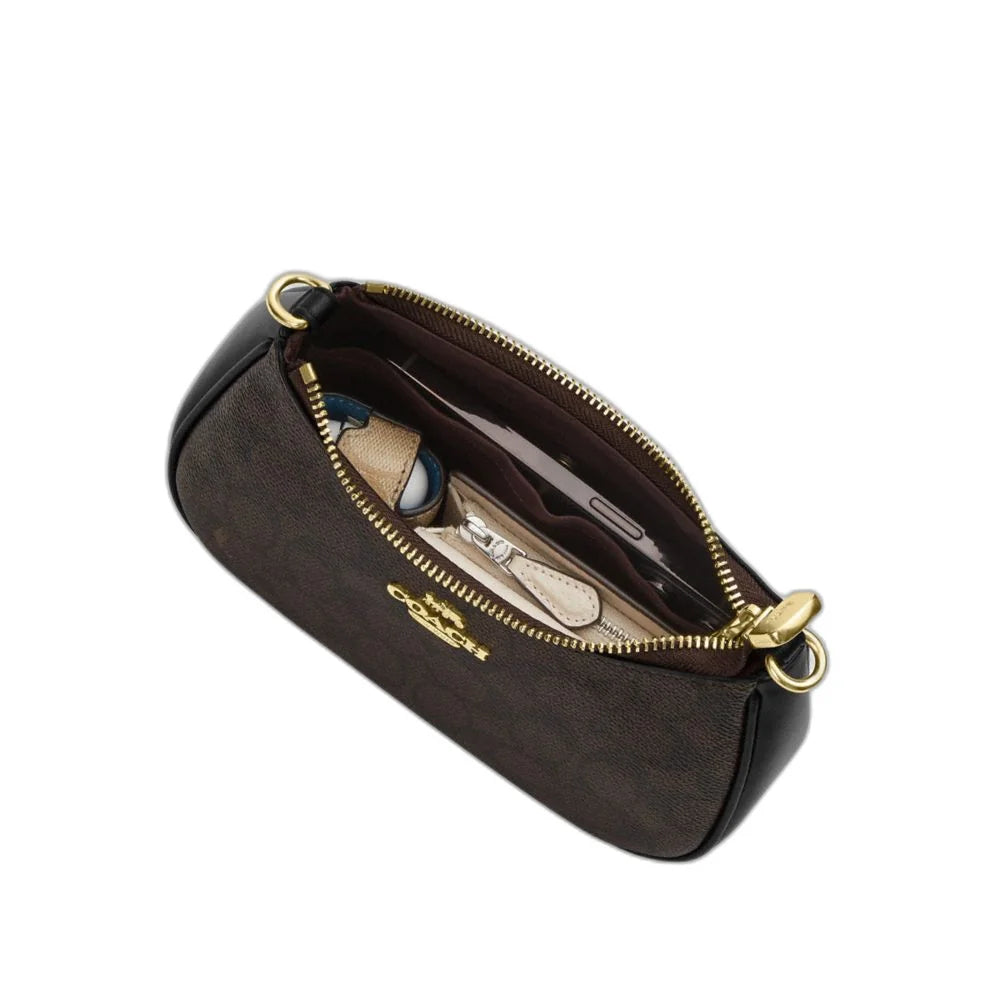 Teri Shoulder Bag In Signature Canvas  - Walnut/Black
