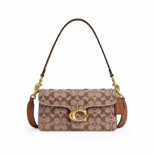 Tabby Shoulder Bag 26 In Crystal Signature Jacquard - Mushroom