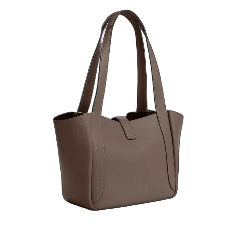 The Hadley Turnlock Tote Bag - Gold/Dark Stone