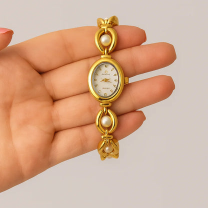 Goldene Perlen-Vintage-Uhr