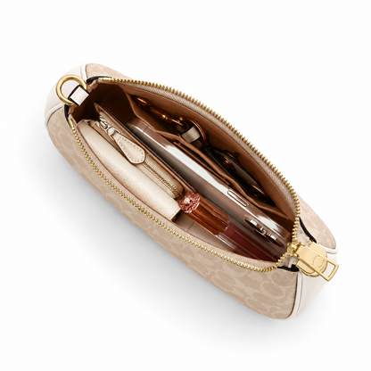 Teri Shoulder Bag In Signature Canvas - Gold/Sand/Chalk