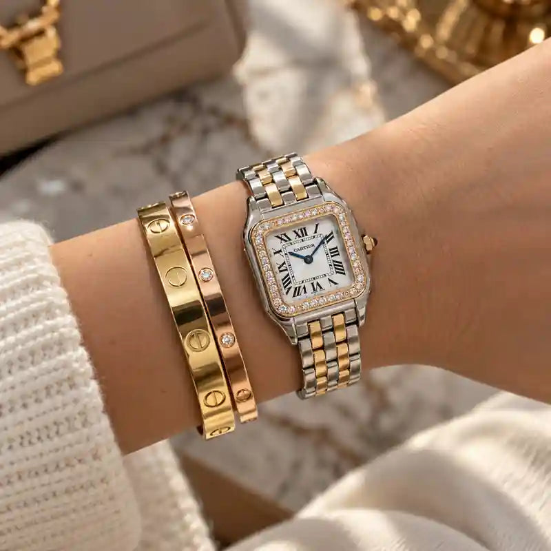 Panthère Kristall-Uhr – Roségold